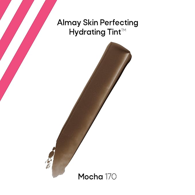 Almay Hydrating Liquid Foundation Tint, Lightweight with Light Coverage, Naturally Dewy Finish, Hypoallergenic, Dermatologist TestedFragrance Free, 170 Mocha, 0.94 fl oz.