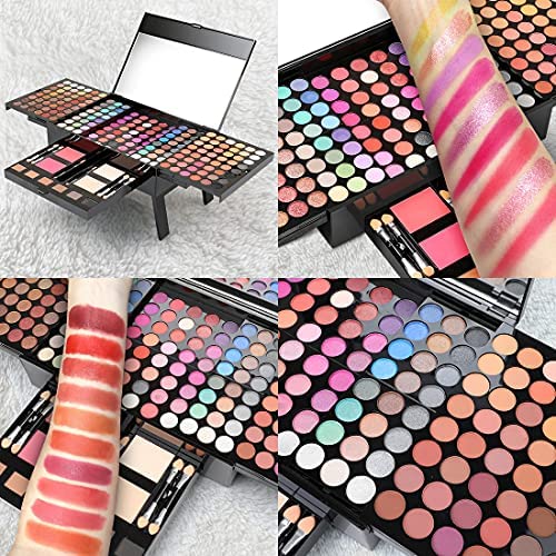 194 Colors Pink Cosmetic Make up Palette Set Kit with Eyeshadow Blusher Eyebrow Powder Face Concealer,All-in-One High Pigment Powder Pallet Kit with Mirror, Applicators