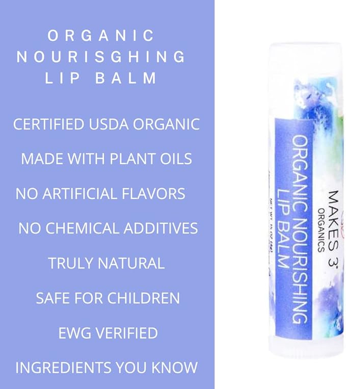 Lip Balm - Organic Natural USDA Certified 100% - Accelerates Healing - Unscented Moisturizing Balm Stick - Prevent Dry Cracked Lips - Hand-Crafted in Santa Barbara, California - 4 Pack Never Run Out