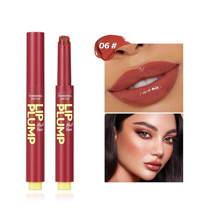 MAEPEOR Hydrating Lip Plumper 12 Colors Moisturizing Shiny Juicy Lip Balm Long Lasting Nourishing Lip Pluming Balm（Color 06)