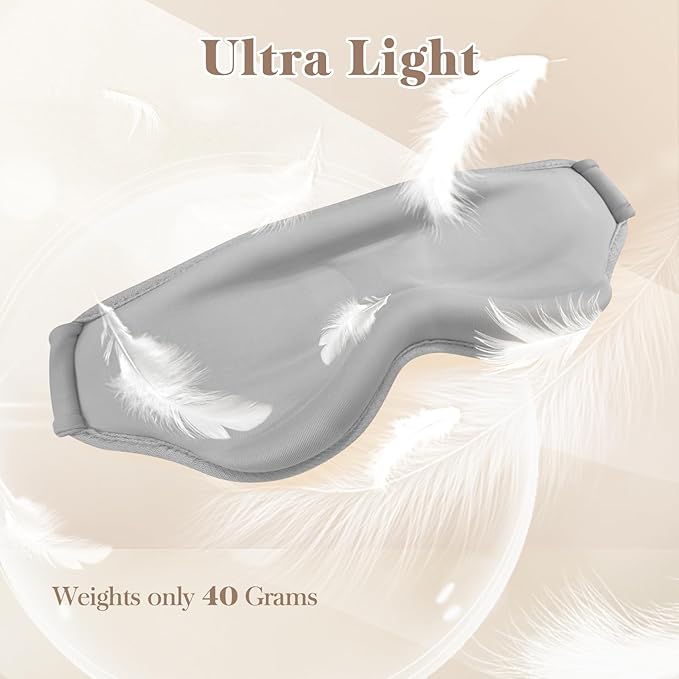 3D Cooling Eye Mask Sleep Mask for Men & Women, 100% Pressure-Free & Light Block-Out Eye Mask for Sleep with Easy Adjustable Strap, Night Eye Cover for Travel, Grey