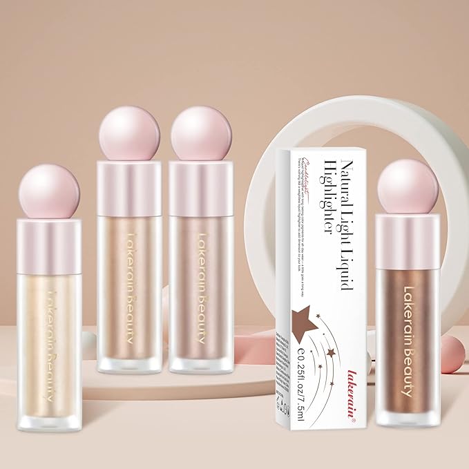 Liquid Highlighter Makeup, Natural Silky Shimmer Finish Face Highlighter, Highly Pigmented, Lasting, Blendable, Soft Cream For Face, 0.25fl.oz (#02 Champagne Shimmer), 1.3 Ounce, 1 Pack