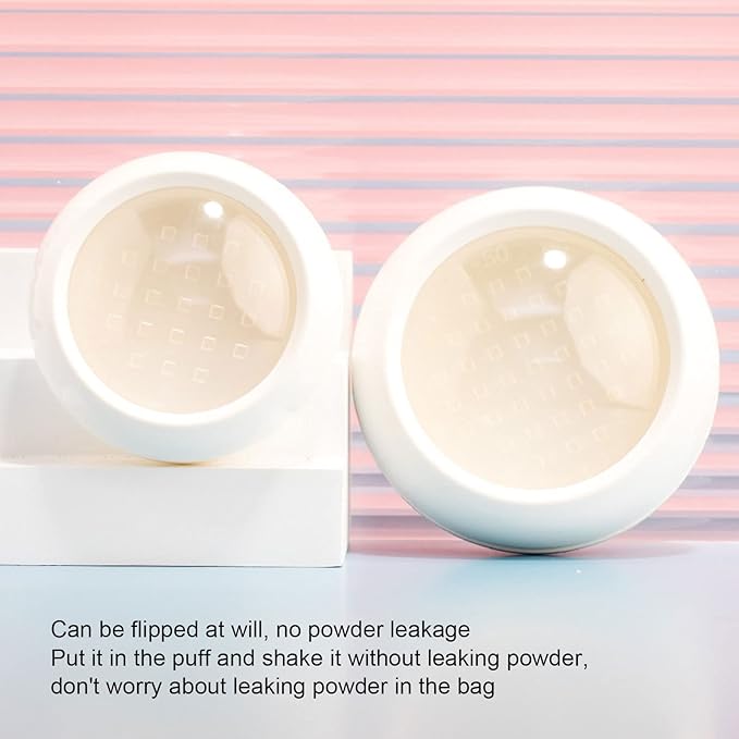 Dioche Loose Powder Container with Puff Sifter Lids, Plastic Refillable Empty Loose Powder Puff Case Face Powder Blusher Makeup Cosmetic Jars Containers for Travel Daily Use