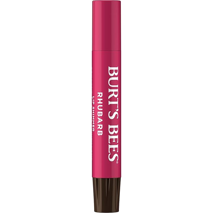 Burt's Bees Shimmer Lip Tint Set, Tinted Lip Balm Stick, Moisturizing for All Day Hydration with Natural Origin Glowy Pigmented Finish & Buildable Color, Rhubarb (4-Pack)