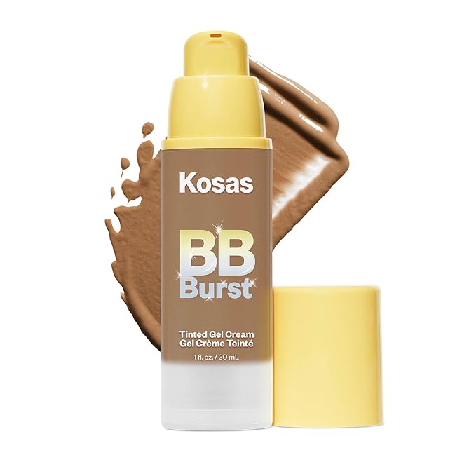 Kosas BB Burst Tinted Face Gel Cream - Supports Healthy Collagen, Smoothes Skin, Hydrates & Moisturizes - Lightweight Buildable Coverage - Medium Deep Warm Olive 35, (1 Oz/30 ML)