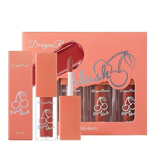 Liquid Blush 4Pcs Set Makeup for Cheeks Matte Finish Soft Cream, Flushed Cheeks, Vegan & Cruelty-free,Long-Wearing, Smudge Proof, Natural-Looking