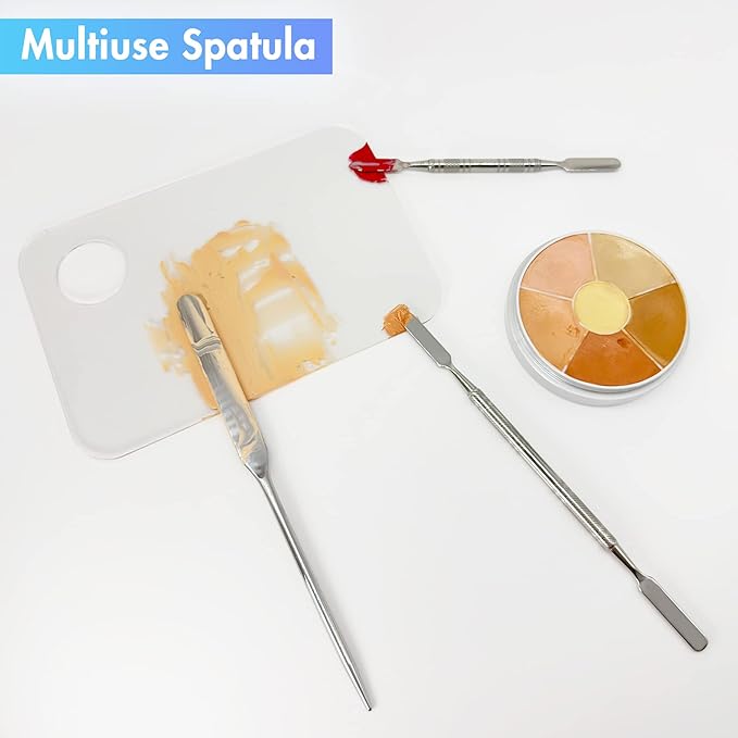 Foundation Spatula, 3pcs Stainless Steel Makeup Spatula Mixing Tool Cosmetic Metal Mixer Tool for Professional Color Nail Art Lab Pigment Blending Stick