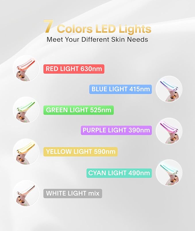 Light Based Face-Neck-Massager - 7 Color Portable Facial Massager for Skin Care, Rose Gold