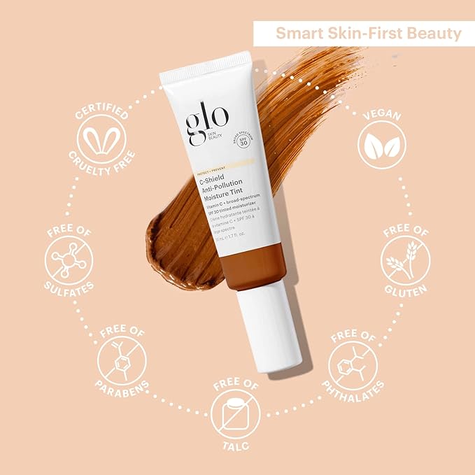 Glo Skin Beauty C-Shield Anti-Pollution Moisture Tint - Tinted Moisturizer With SPF 30 for Face, Broad Spectrum Protection & Vitamin C, 1.7 Oz (10W-Dark)