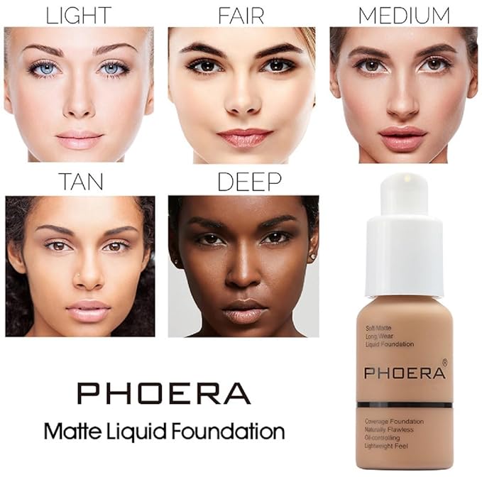 2 Pack PHOERA Foundation,Matte Oil Control Concealer Foundation Cream,PHOERA Long Lasting Waterproof Matte Liquid Foundation for Women Girls (105 Sand)