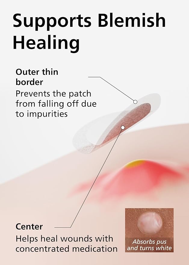 EasyDerm Beauty Patch(42 Counts) - 100% Hydrocolloid Pimple Patch for Zit Spot Care, K-beauty, Daewoong Pharmaceutical