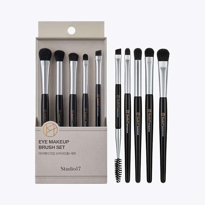 Eye Makeup Brush Set 5 Pcs | Small & Portable Eye Shadow Brushes | Korean Eye Makeup Brushes | Premium Synthetic Bristles for Professionals