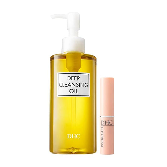 DHC Deep Cleansing Oil and Lip Cream, Facial Cleansing Oil, Makeup Remover, Hydrating, Moisturizing, Soothing, Set, Fragrance and Colorant Free, Ideal for all skin types, 6.7 fl. oz. and 0.05 oz.