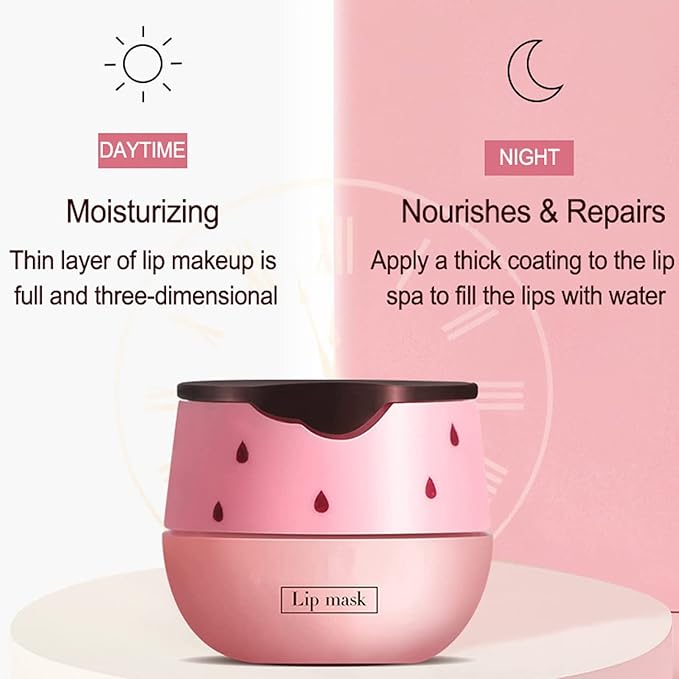 2Pcs Bee Lip Balm Honey Pot, Honey & Strawberry Lip Balm Moisturizing Lip Sleep Mask with Stick Hydrating & Prevention Dry and Cracked Lip Scrubs Exfoliator, Reduces Lip Lines