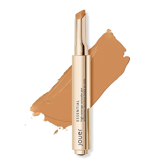 Jouer Essential High Coverage Concealer Pen - Under Eye Concealer for Dark Circles - Brightening Makeup for Eye Circles - Color Corrector Eye Primer with Hyaluronic Acid and Vitamin E