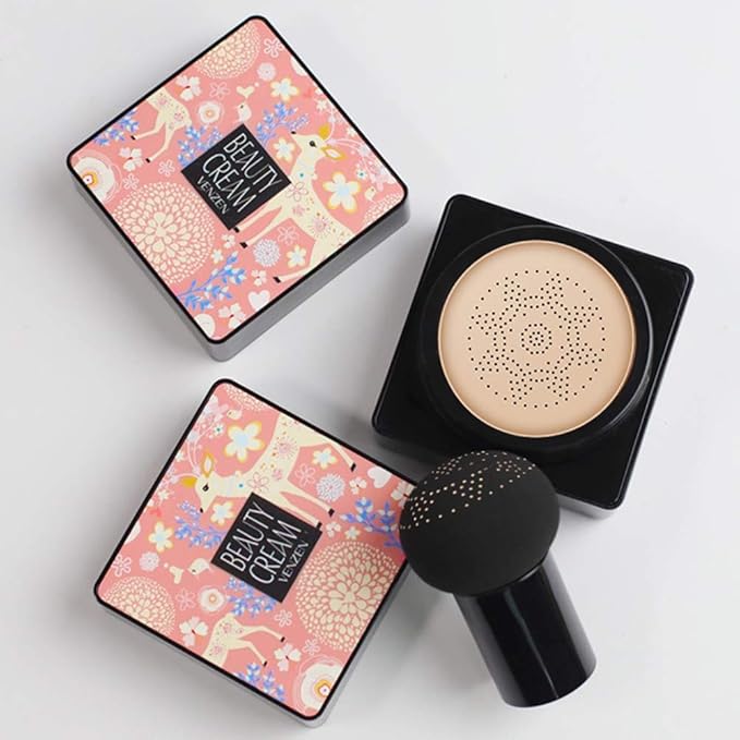 GL-Turelifes Mushroom Head Air Cushion Foundation CC Cream Water Feeling Flawless BB Cream Moisturizing Oil Control, Lightweight & Smoothing Natural Concealer (BlanchedAlmond)