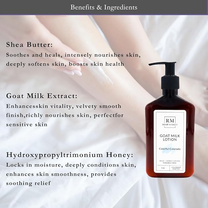 Goat Milk Lotion, Colorful Colorado Fragrance, Hydrating Lotion for Men and Women With Nourishing Goat Milk, Shea Butter, Sunflower Oil, and Aloe, White Lilies & Sweet Pea Scent, 9 Oz