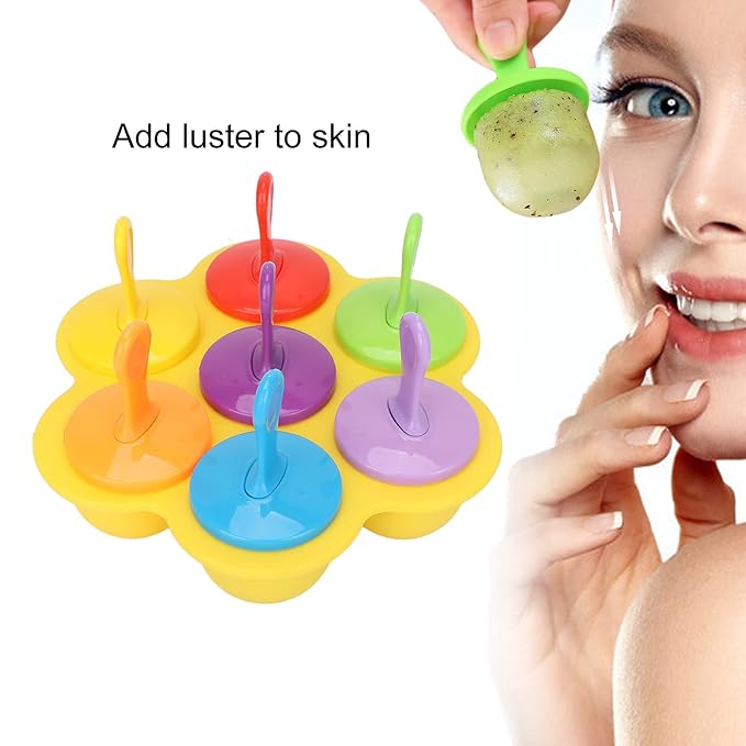 Cube Ice Roller, Reusable Silicone Ice Tray Fine Lines Removal Facial Beauty Ice Roller Skin Care Tools for Face Eyes Lubricate the Skin(yellow)