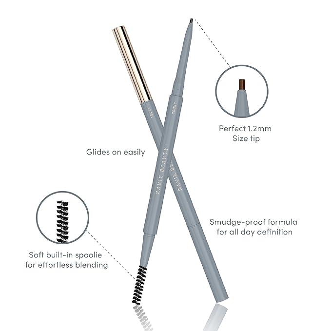 Easy Everyday™ Brow Pencil - Best Eyebrow Pencil for Women, Smudge Proof Hair-Like Strokes, 1.2mm Precision Tip with Spoolie, Vegan (Ebony)