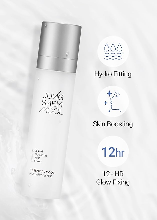 JUNG SAEM MOOL Essential Mool Micro Fitting Face Mist 4.06 Fl Oz, Ultra-Fine Hydrating Makeup Setting Spray with Thermal Spring Water, Long-Lasting Fixing Power Dewy Glow Primer, Korean Face Mist