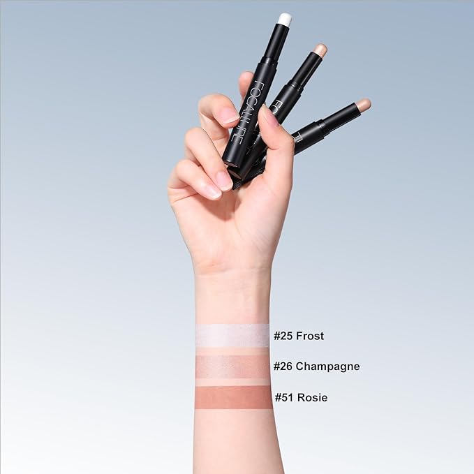 FOCALLURE 3PCS Cream Eyeshadow Stick Sets,Matte and Shimmer Eye Brightener, High Pigmented Crease-proof Pencil,Long Lasting Eye Shadow Highlighter Makeup,Starlight Pink