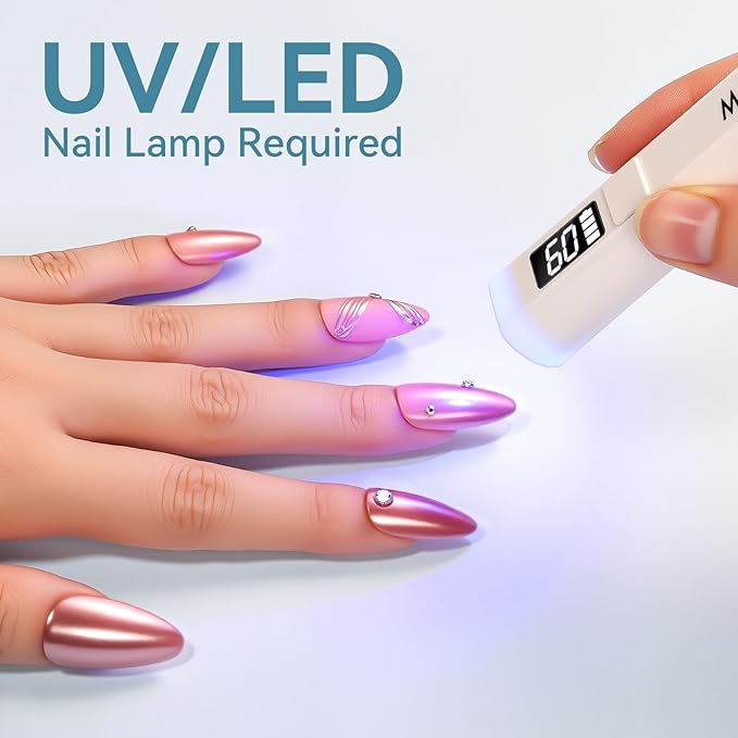 Makartt Gel Top Coat for Chrome Nail Powder - 2 Pcs 15ml Clear No Wipe High Gloss Top Coat Gel Nail Polish Mirror Shine Long Lasting Easy Application, Soak off UV Lamp, DIY Home Salon Art Design