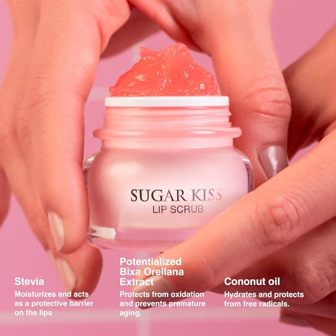 Infinitek Paris Sugar Kiss Watermelon Flavored Lip Scrub 2.4 oz / 68 g - Hydrating Lip Balm, Scrubber Exfoliator, Lip Mask, Lip Repair Treatment & Lightening Exfoliator for Dark Lips