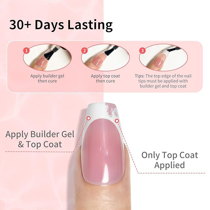 JODSONE 4 Bottles of 10 ML Capacity Builder Gel Nail Set Building Nail for Nail Apex and Extension Strengthener Hard Need to Cured By Nail Lamp