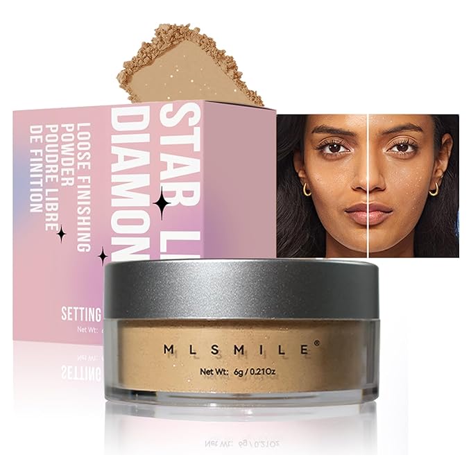 AKARY Dark Complexion Translucent Setting Powder, Shimmer Finishing Powder Oil Control for Long Lasting Makeup, Lightweight Loose Powder Waterproof, Blurring Powder for Medium To Tan Tones, 03