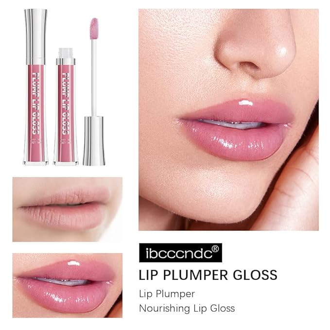 ibcccndc Lip Plumper gloss,Natural Lip Plumper,High Shine Lip Plumper,Lip Enhancer for Fuller,Sexy Lip Gloss,Shiny Lip Gloss For Girls and Women (6)
