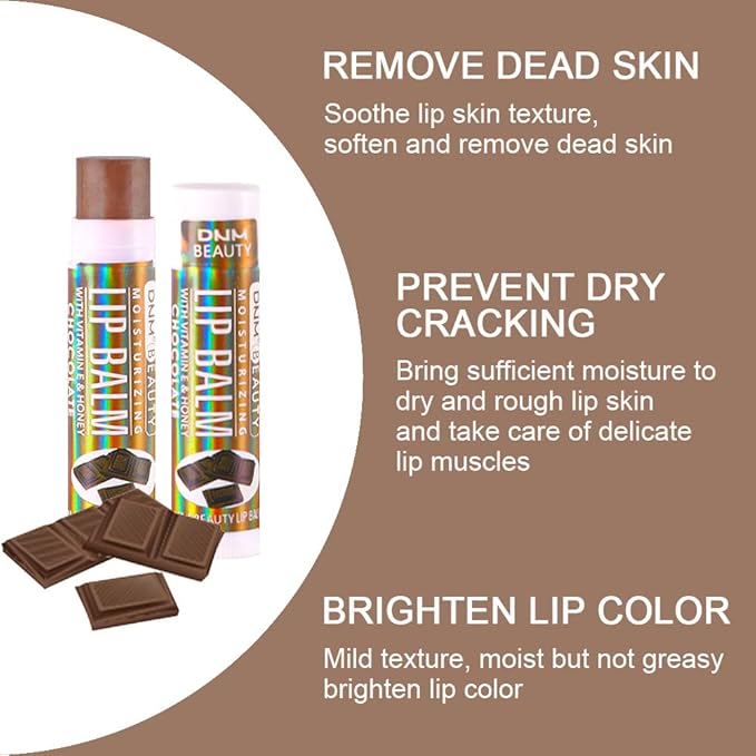 evpct 6Pcs Classic Fruit Flavour Flavored Lip Balm Set for Lip Care Chafed Chapped Cracked Lips,Natural Vitamin E Honey Aloe Vera Watermelon Mango Coconut Milk Apple Chocolate Moisturizing Lip Balm 2