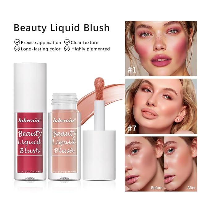 Liquid Blush for Cheeks Makeup Face Blush, Weightless Cream Formula, Smudge Proof Long-Wearing Pigmented Blush, Natural Look Makeup Face Blushes, Shimmer Finish, Dainty - 01# Creamy berry