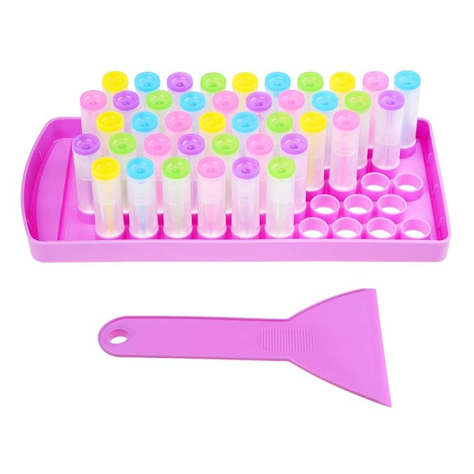 Lip Balm Filling Tray and Spatula Set - Fast and Easy to Use - Just Pour & Spread - Instantly Fills 50 Lip Balm Containers (sold separately) (Lip Balm Crafting Kit (Purple))
