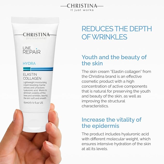 Christina Line Repair Elastin Collagen Cream for Face with Hyaluronic Acid | Face Repair Cream Nourishes and Replenishes the Skin 60ml / 2 fl.oz