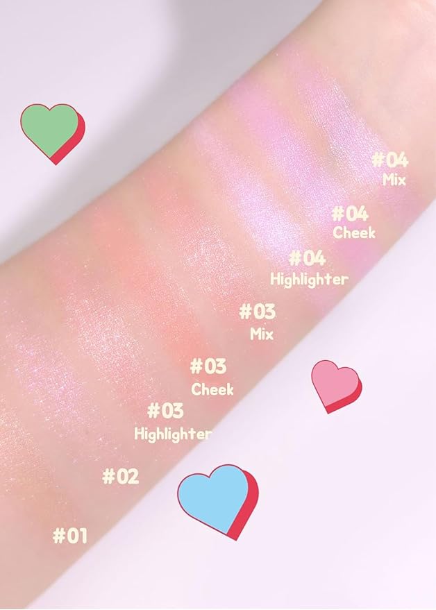 COLORGRAM Milk Bling Heartlighter 01 Peach Heart | Silky Smooth Versatile Creamy Highlighter with Shimmery Finish, Soft and Natural Glow Perfect for Daily Makeup