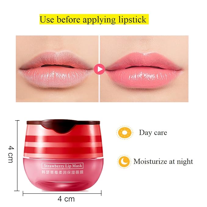 2 Pcs Lip Balm Honey Pot,Honey & Strawberry Lip Mask Propolis Moisturizing Lip Balm with Stick,Prevention Dry and Cracked Lip Scrubs,Exfoliator Lip Wrinkle Skin Care Products