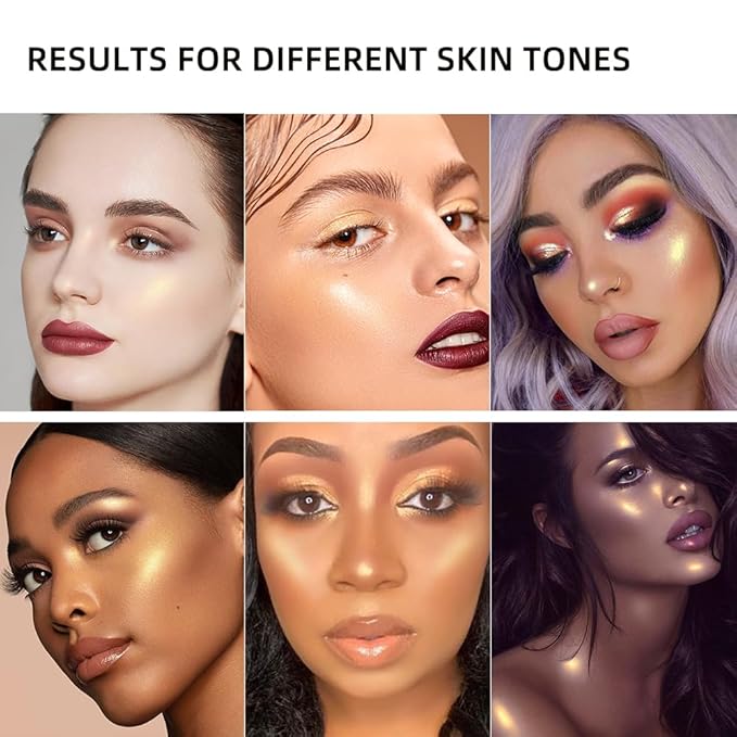 ELESSY Highlighter Makeup Palette,Highlighter Palette Long Lasting Face illuminator Makeup Palette Shimmer Highlighter Powder Suit All Skin Tones-TWILIGHT GLOW