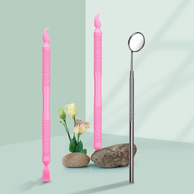 Libeauty Pink Eyelash Lift Tool, Lash Extension Supplies Metal Makeup Mirror, Lash Lifting Applicator Brush Needle for Salon or Home Use