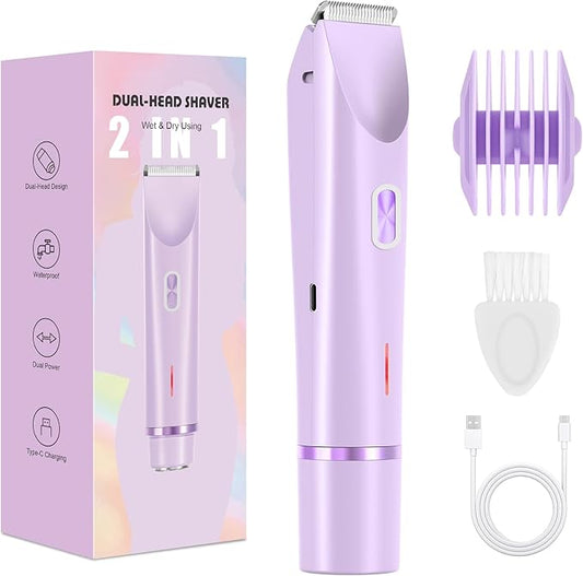 Bikini Trimmer for Women,Dermave Bikini Shaver,Electric Razors for Women Pubic Hair (Purple)