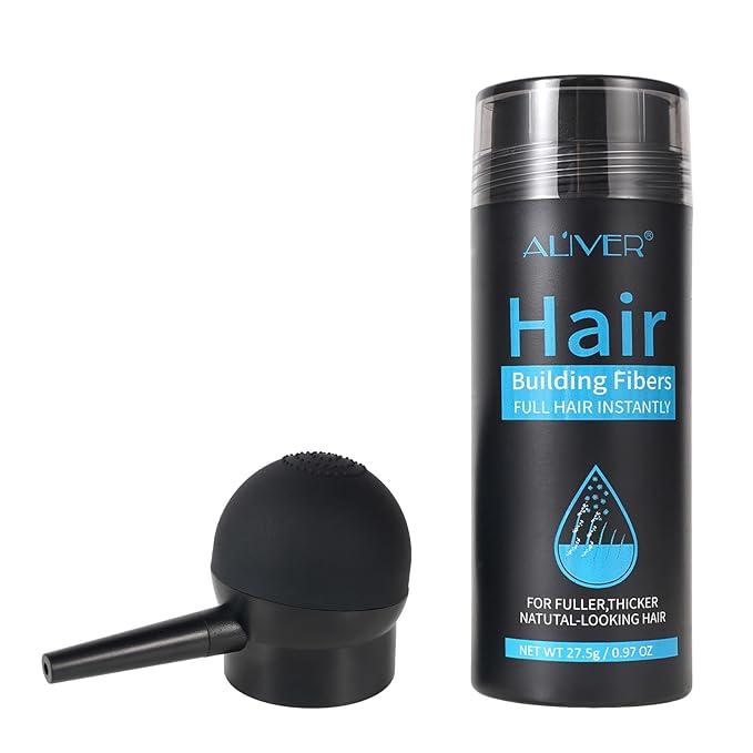 ALIVER Hair Fibers for Thinning Hair for Women & Men, Extra Spray Applicator, Black, 27.5 Gr Hair Powder Bald Spot Cover Up, Instantly Hair Filler, Undetected & Natural