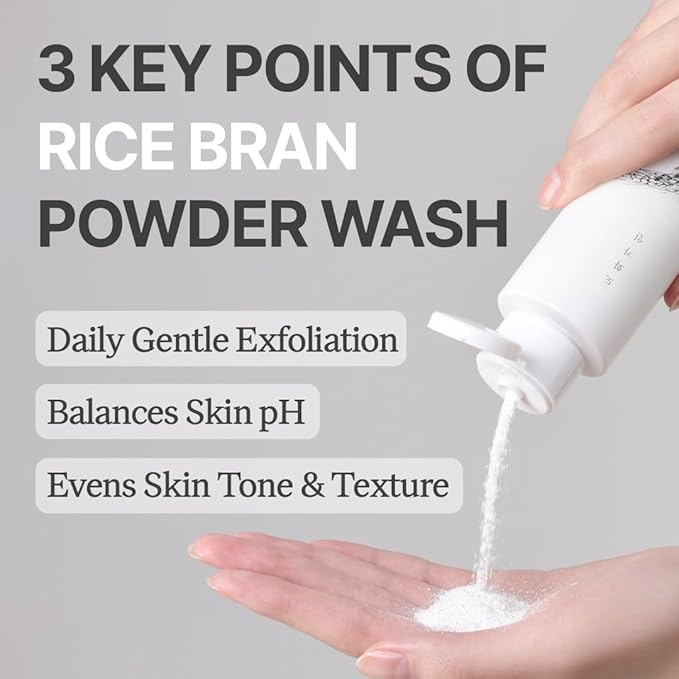 Rice Bran Powder Wash | Gentle Exfoliating Face Wash for Sensitive Skin | Vegan Enzyme Face Scrubber & Exfoliator for Sebum Control – Product of Korea | 60 g (2.1 oz)