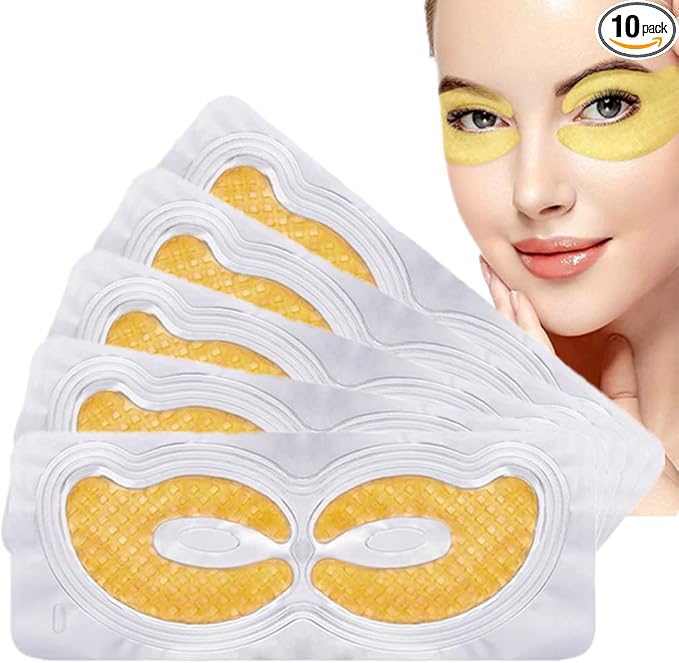 Gold Hydrogel Eye Mask Collagen Crystal Eye Mask Patches Anti-Aging Under Eye Pads - Reduce Wrinkles,Puffy Eyes,Dark Circles,Eye Bags - Moisturizer Eye Contour Mask, Improve Skin Elasticity | 5 Pairs