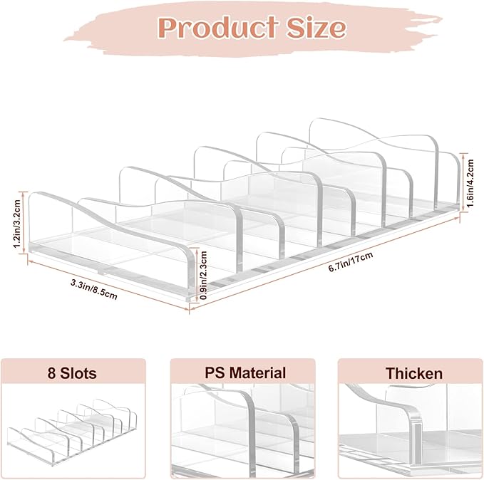 FLMOUTN 2 Pack Makeup Pallet Organizer Eyeshadow Palette Organizers Acrylic 8-Cell Make up Palette Holder Cosmetic Storage for Contour Kit, Eye Shadow, Blush