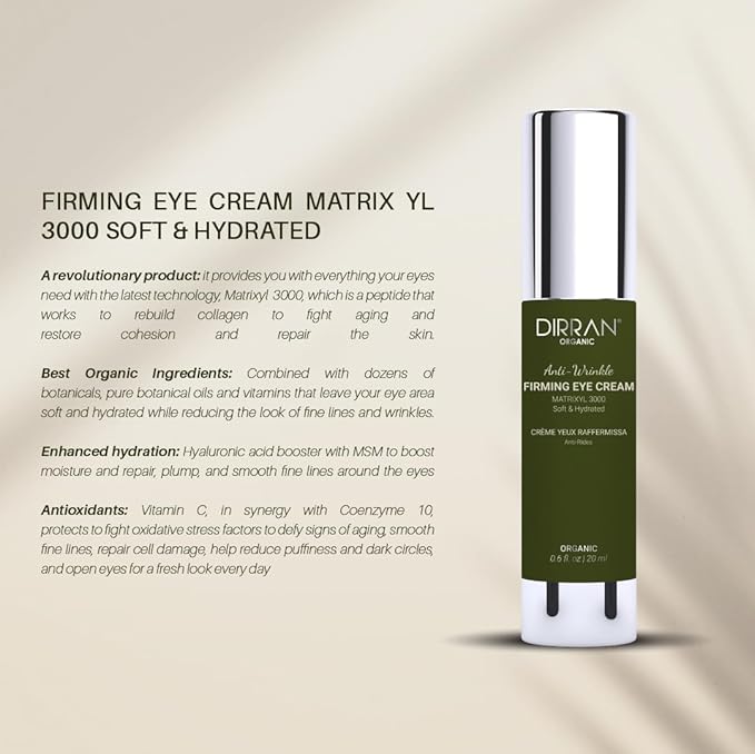 Firming Eye Cream Matrixyl (3000) Leave Your Eye Area Soft & Hydrated With The Look Of Fine Lines And Wrinkles Minimized. Repair and Sooth Fragile Skin Around Eyes.