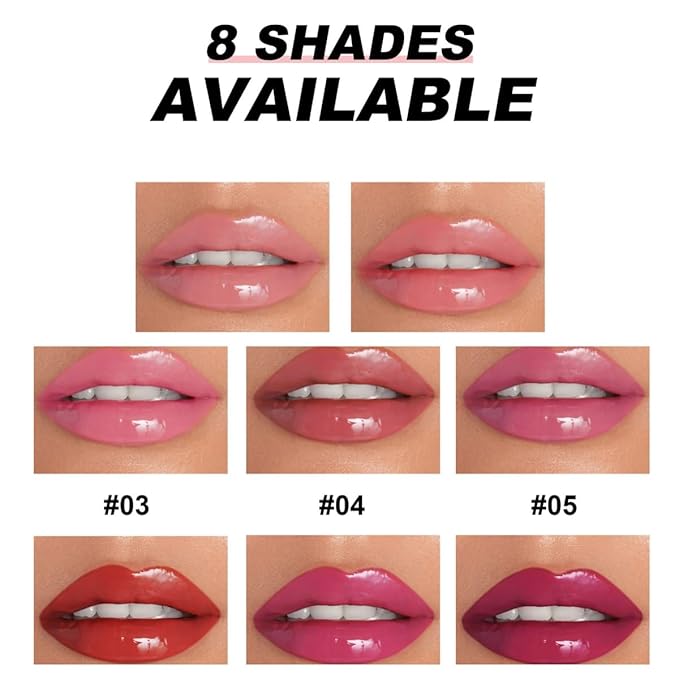 MAEPEOR Nourishing Lip Balm 8 Colors Smooth Moisturizing Lip Glow Gloss Non-Sticky and Long-lasting Hydrating Jelly Lip Balm for Women and Girls (Color 04)