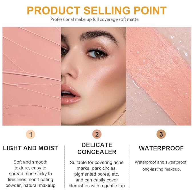 Kaely 2Pcs Pot Concealer Full Coverage Set,under Eye Brightener Concealer for Conceals Dark Circles,Waterproof Foundation Face Makeup Brush Kit,Color Correcting Concealer,05+06