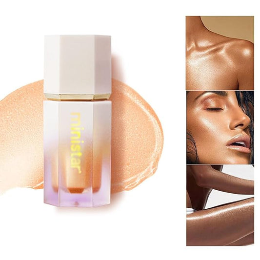 Liquid Highlighter Makeup, Long Lasting Liquid Luminizer for Glowing Skin Waterproof Smooth Glitter Highlight Face Illuminator Cream Contour Stick Body Shimmer Liquid Bronzer (#02 STARLIGHT)