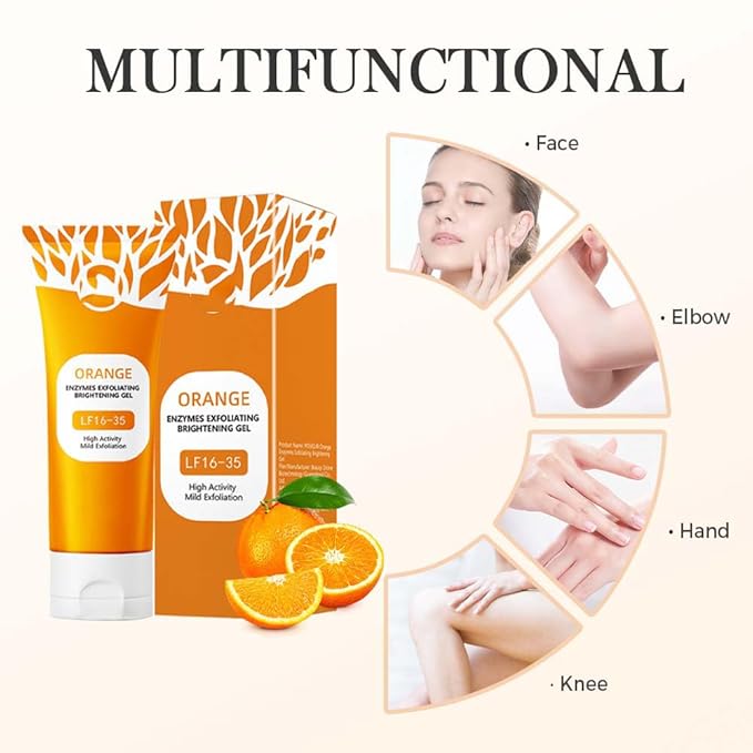 2025 New Orange Exfoliating Gel for Face and Body, Oranges Enzymes Exfoliating Gels Remove Blackheads Moisturize Skin, Upgrade Exfoliatings Cleansing Gel Scrub Clean Pores (Orange, One Size)