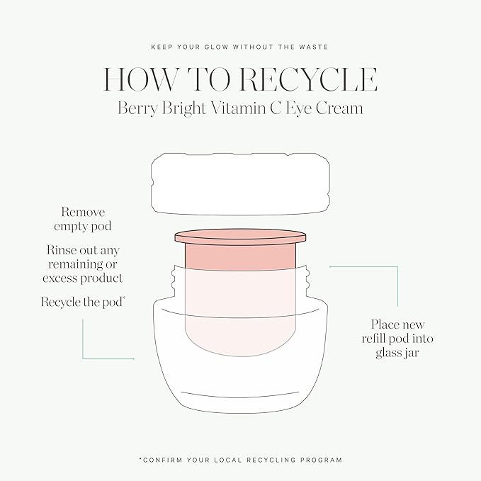 KORA Organics Berry Bright Firming Vitamin C Eye Cream Refill Pod | Hydrate & Strengthen | Certified Organic | Cruelty Free | 0.50 fl oz