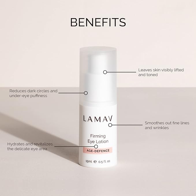LAMAV Firming Eye Lotion - 7 Potent Actives, Anti-wrinkle Properties, Increases Skin Firmness, Anti-Aging Eye Cream, Cruelty-Free, Reduces Dark Circles